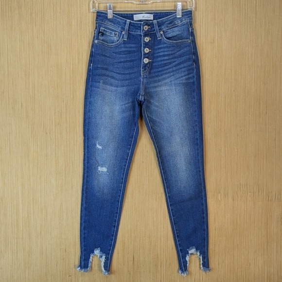 KanCan Denim - KanCan High Rise Skinny Jeans‎ Juniors 5/26 Button Fly Distressed Grunge